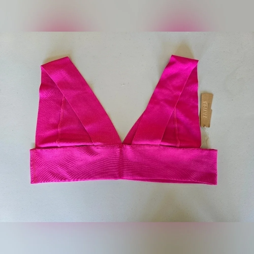 NWT Skims Knit Swim Plunge Bikini Top Magenta Women's Sz 3x.